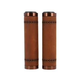 Gusti Sonny C. Genuine Leather Handlebar Grip Bicycle Handle Brown Leather Metal Ring