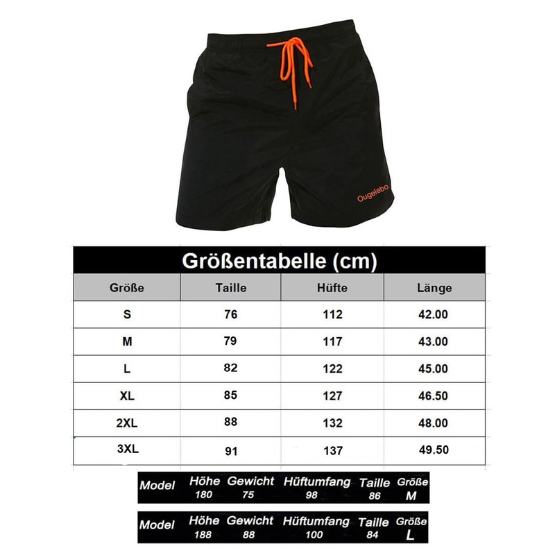 Ougelebo Swimming Trunks Men's Quick-Drying Beach Shorts with Mesh Lining,