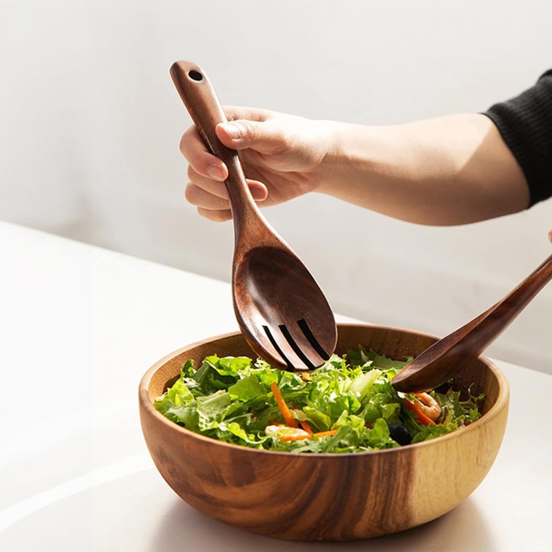 Fleymu Salad Servers Wood, 2 Pieces Salad Servers Olive Wood,