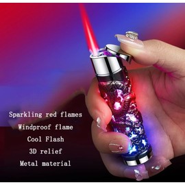 NIVEK Dragon Lighter, Cool Lighter, Refillable Carved Embossed Lighter, Light Up Lighter, Red Torch Jet Flame, Cylindrical Lighter