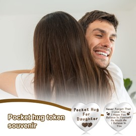 cobee Love Heart Pocket Hug Token, Long Distance Relationship Gifts Thinking of You Present Gifts Relationship Keepsake Little Pocket Hug Isolation Gifts for Family Friends(Daughter)