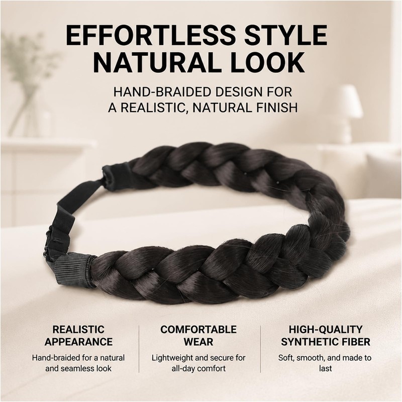 Hair Accessories Set - Braided Headband - Satin Hair Ties