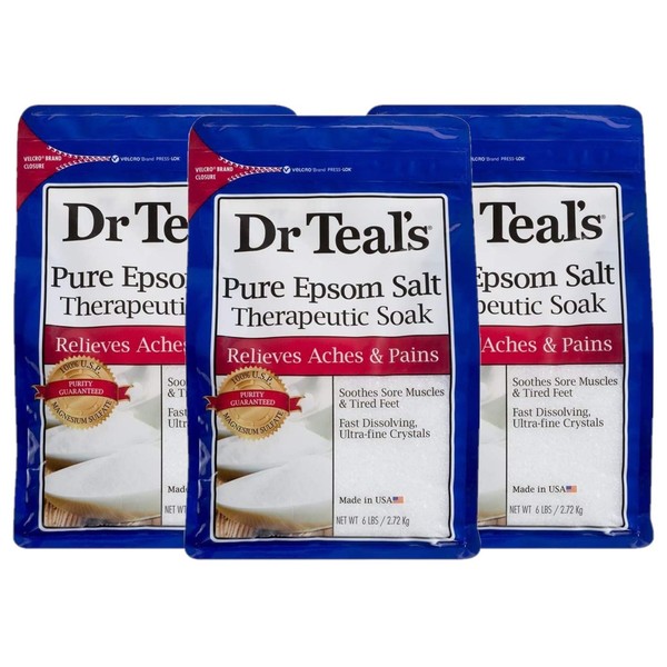 Dr Teal's Pure Epsom Salt Soaking Solution 3-pack (18 lbs Total) Unscented