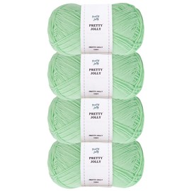 Pretty Jolly 4 Skeins Soft Baby Yarn, 100% Cotton, Crochet & Knitting, 4 Ply, Fingering Weight, Blanket Yarn for DIY Craft Total Length 4×160m/4×50g (Light Green)