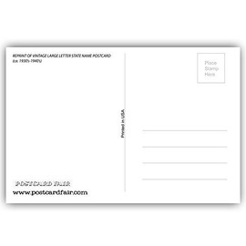 GREETINGS FROM MASSACHUSETTS vintage reprint postcard set of 20 identical postcards. Large letter US state name post card pack (ca. 1930's-1940's). Made in USA.