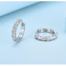 Silver Hoop Earrings for Women Grils, Small Huggie Hinged Hypoallergenic Twisted Cubic Zirconia Sleeper Helix Tragus Cartilage Earrings Jewelry Gifts for Birthday Wedding, 10mm