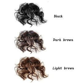 Drasawee Curly Mini Clip in Natural Neat Air Fringe Synthetic Hairpiece Bangs With Sideburns Black