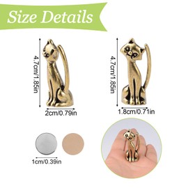 UFURMATE 3Pcs Brass Kitten Hinge Heads Decorative Topper, Magnetic Vintage Hinge Toppers Creative Bronzed Hinges Head Home Decoration Magnets Ornaments