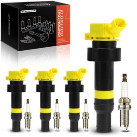 A-Premium (Yellow) Set of 8 Ignition Coil Pack and Iridium Spark Plugs Compatible with Kia Soul/Rio 2012-2019 & Hyundai Accent 2012-2019, Veloster 2012-2017, 1.6L