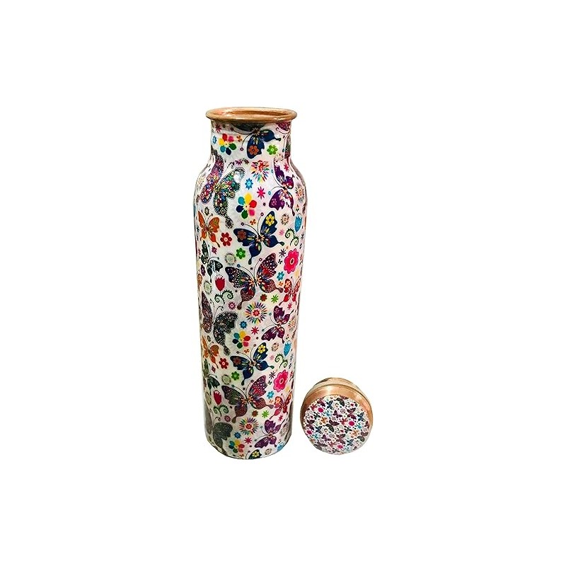 Butterfly Copper Water Bottle 34 Oz Joint Free-Ayurveda Health For