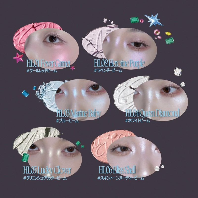 fwee (12 Colors) Glitz Stone Highlighter (HL10 Opal Blooming, 1