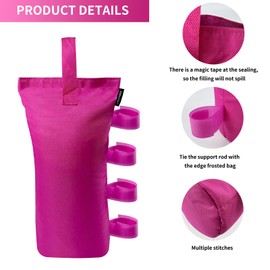 Joramoy Heavy Duty Canopy Weight Bags(150LBS) for Pop up Canopy Tent, Leg Canopy Weights Sand Bags for Instant Outdoor Sun Shelter Canopy/Patio Umbrella,Set of 4, Pink(Without Sand)