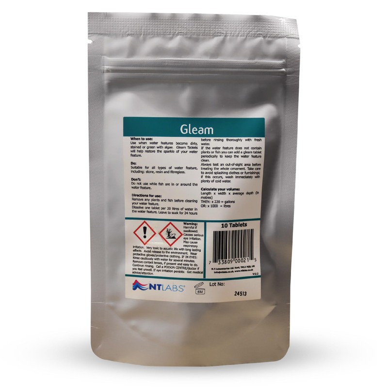 NT Labs Pond Gleam Tablets, Water Feature Cleaning Tablets, Restores