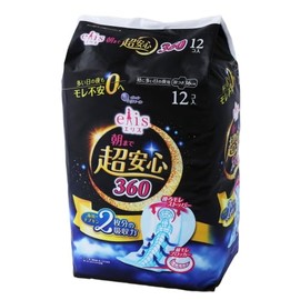 Ellis Super Safe Until Morning, 360 with Wings, 14.2 inches (36 cm), Especially for Heavy Days, 12 Sheets