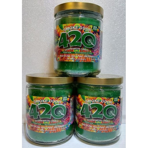 Smoke Odor Exterminator 13 oz Jar Candle,420, Set of Three Candles