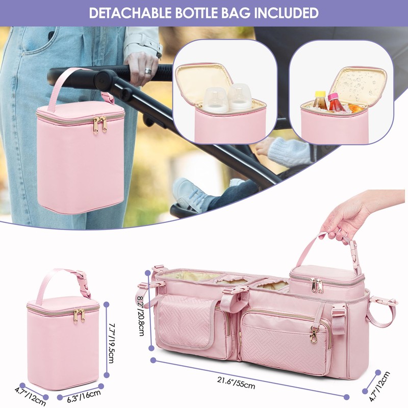Prokva Double Stroller Organizer Compabitle with BOB Duallie and Baby