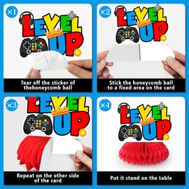 Kaxulvoblig Video Game Centerpiece Table Decoration, 9 Pieces Video Game Honeycomb Centerpieces Gaming Party Table Decoration for Video Game Motif Decoration