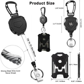 Retractable Badge Holder,YQQZQ 2 Packs Heavy Duty Keychain with ID Card Holder and 31.5 Inch Length Retractable Steel Badge Reel