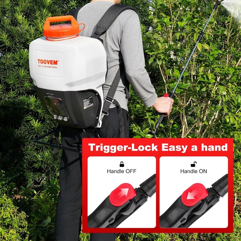 ToovemBackpack Sprayer 4 Gallon Battery Powered Garden Sprayer, Electric Sprayer