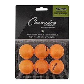 Champion Sports 1 Star Table Tennis Ball Pack – Orange Ping Pong Balls, Set Of 6, With 40mm Seamless Design – Recreation Table Tennis Equipment, Accessories.