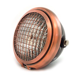 5.75" Bullet Side Mount Halogen Motorcycle Headlight w/Grill - Gloss Black Bronze Bronze