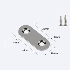 Flat Fixing Brackets, 10 Pcs Flat Straight Brace Brackets, Flat Plate Bracket, Stainless Steel Straight Bracket, Connecting Plates, Flat Support Corner Repair Connector, with 20 Screws