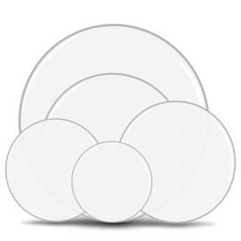 Ktaxon 5 Pieces Drum Heads, 12" 13" 14" 16" 22" PET Drum Head Set, Standard Drumhead Pack Fit for Rock & Metal - White