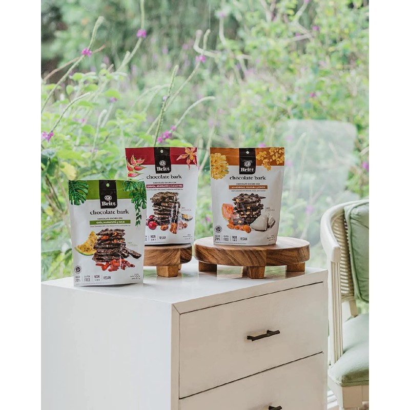 DARK CHOCOLATE BARKS WITH ALMONDS, GUAVA, AND COCONUT