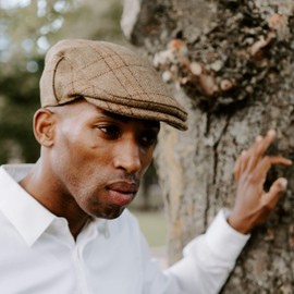 Borges & Scott Woodsman Peaked Cap - Fully Waterproof - Yorkshire Tweed Flat Cap - 100% Wool Outer, Autumn leaf