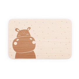 Kidsmood Breakfast Board for Children, Engraved Wooden Board with Cute Animal Motif, Children's Gift for Christening, Birthday and Christmas [Hippo]