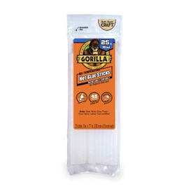 Gorilla Hot Glue Sticks, Mini Size, 8" Long x .27" Diameter, 25 Count, Clear, (Pack of 1) - 3022502