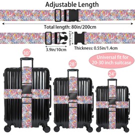 Monsters Luggage Straps for Suitcases, Adjustable Luggage Travel Belt to Keep Luggage Security While Travel, Strong Polyester Fabric, Easy-to-Recognize Funny Pattern Travel Essentials, 2 Pack