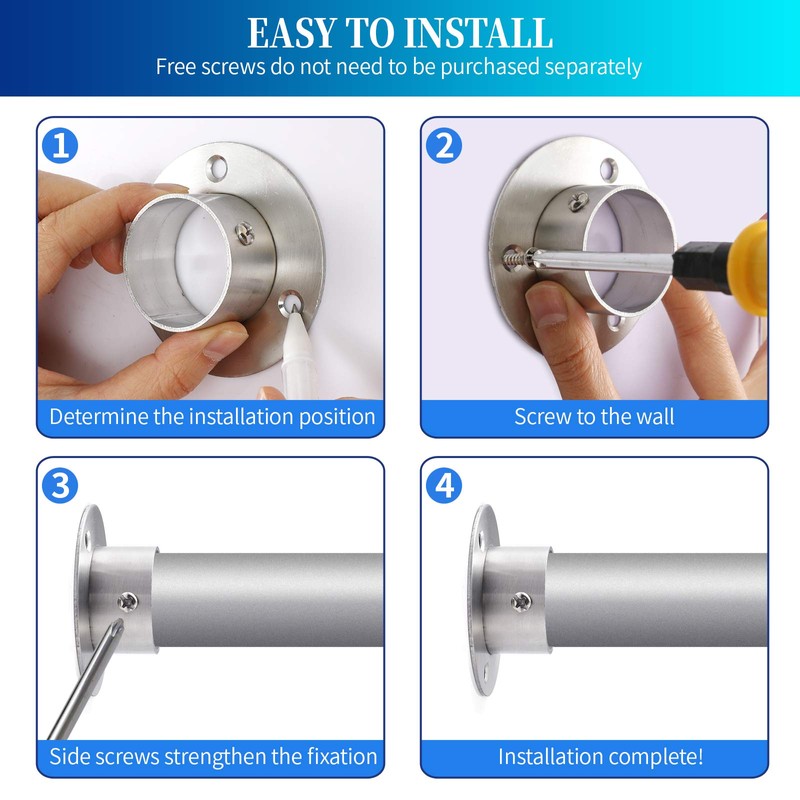 Creatyi 38mm/1-1/2 Inch Heavy Duty Stainless Steel Closet Rod Brackets