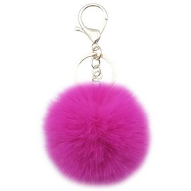 Xsclpomddy Pom Pom Keychain Artificial Soft Rabbit Hair Bag Pendant Ball Keyring for Handbag Car Pendant Decoration, rose