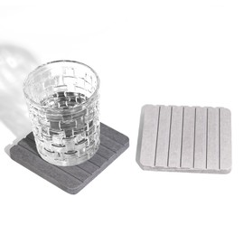 Sweet Elegance® Water Absorbent Diatomite Set of 2 Coaster Coasters Rectangle, Grooved Design, Water Absorbing Stone Non-silp Durable Cup Mats Table Ornament Decorations for Home Festival