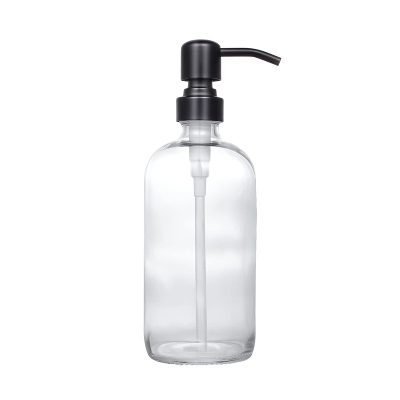 2 Pack Thick Clear Glass Pint Jar Soap Dispenser with