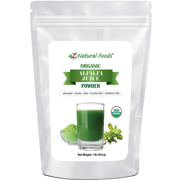Organic Alfalfa Juice Powder - Amazing Green Grass Superfood - Mix in Smoothies, Drinks, Recipes - Raw, All Natural, Non GMO, Vegan, Gluten Free - 1 lb