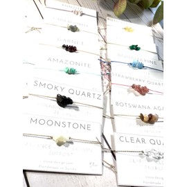 Stosa - Crystal String Bracelet, Crystal String Anklet, Crystal Friendship Bracelet - Handmade (Smoky Quartz)