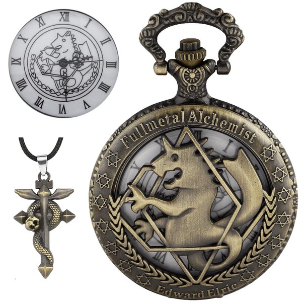 Tiong Fullmetal Alchemist Anime Pocket Watch with Chain for Cosplay