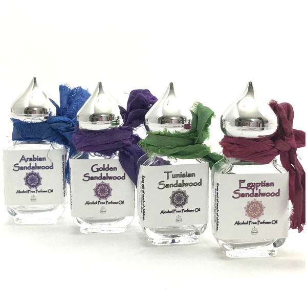 The Parfumerie Sandalwood Perfume Essence Oil Alcohol Free (10 ml.) (All 4 Scents Gift Pack)
