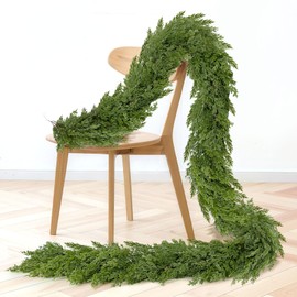 6FT Christmas Cedar Garland,Realistic Soft Faux Cedar Garlands,Thickness Pine Garland for Home Fireplace Mantle Table，Indoor Outdoor Christmas Decorations