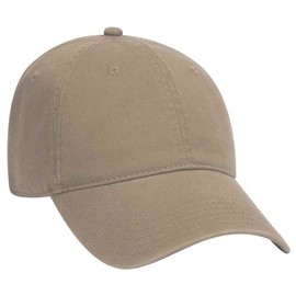 Ashen Fane 6 Panel Garment Washed Superior Cotton Twill Unstructured Low Profile Dad Hat, Dk. Khaki