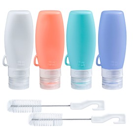 Webake 3oz Squeeze Salad Dressing Bottles with Cleaning Brush, 4 Pack Small Salad Dressing Container to Go