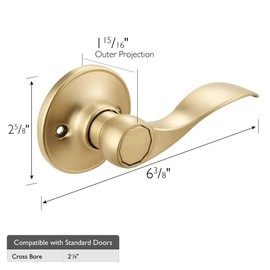 Design House Springdale Door Handle for Dummy/Decorative Doors – Satin Gold Door Lever, 728873