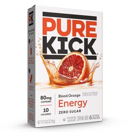 Pure Kick Energy Singles To Go Drink Mix, Blood Orange, 6 CT (Pack of 4)