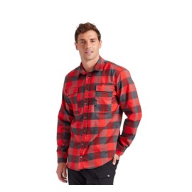 TRUEWERK Men's Tech Flannel - Durable Work Shirt with Snap Buttons, Buffalo Check, Small