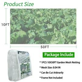 Garden Netting Mesh- 10x50Ft,Plant Covers Protection Ultra Fine Net for Vegetable Plants Flowers Strawberry Crops from Insect Pest Barrier Bug Eating,Insect Netting for Garden