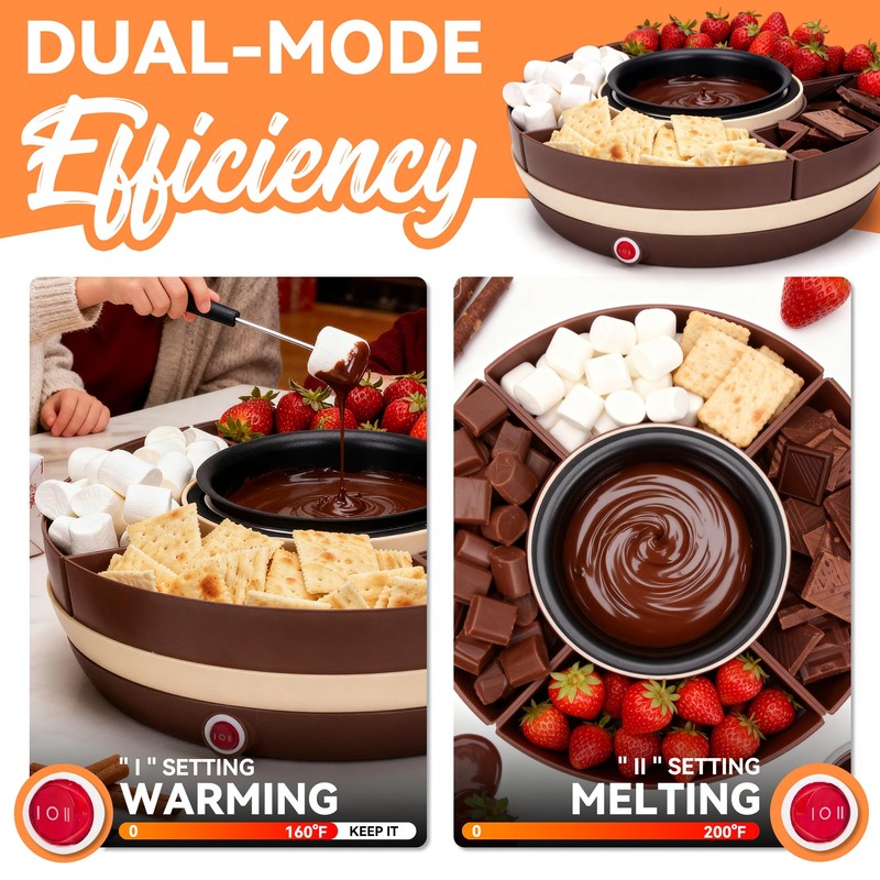 JoyMech Cheese & Chocolate Fountain Machine with 4-Section Food Trays,