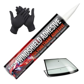 Polyurethane Windshield Adhesive, Fast Cure & Weather Resistant Windshield Sealant, High Bond Strength & Non-Sag Fit Vertical Application, Kit with Gloves, Tip Applicator & Adhesive, 310ml (Black)