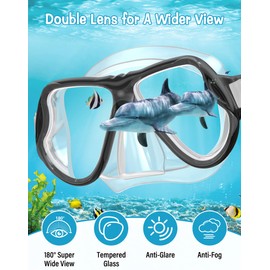 Karvipark Dry Snorkel Set, Anti-Fog Scuba Snorkelling Packages, Panoramic Wide View Snorkelling Goggle, Professional Snorkelling Gear for Adults